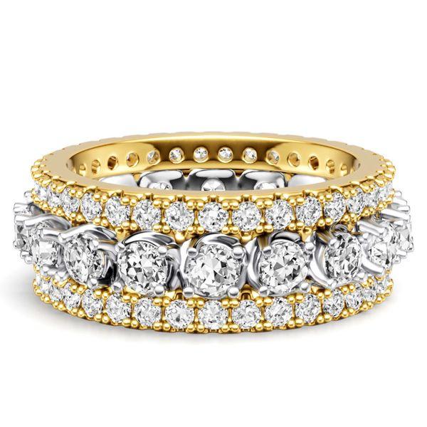 2-Tone Triple Row Round Cut Eternity Wedding Band in Sterling Silver (3.06 CT. TW.)