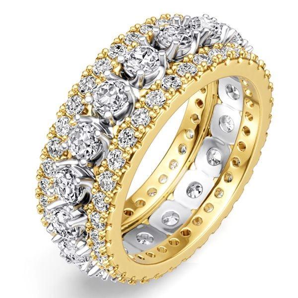 2-Tone Triple Row Round Cut Eternity Wedding Band in Sterling Silver (3.06 CT. TW.)