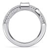 Micro Pave Engagement Ring Sterling Silver Round & Baguette Diamond Alternative Stones