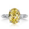 Oval Yellow Sapphire Engagement Ring - 925 Sterling Silver, 4.00 CT