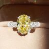 Oval Yellow Sapphire Engagement Ring - 925 Sterling Silver, 4.00 CT