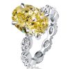 Oval Yellow Sapphire Engagement Ring - 925 Sterling Silver, 4.00 CT
