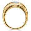 Three Stone Blue Sapphire Cushion Cut Engagement Ring in 18K Gold Plated Sterling Silver