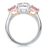Oval & Heart Cut White Sapphire Three Stone Engagement Ring - Sterling Silver