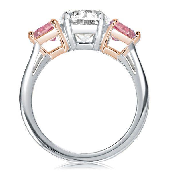 Oval & Heart Cut White Sapphire Three Stone Engagement Ring - Sterling Silver