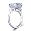 Asscher Cut White Sapphire Engagement Ring Set - Sterling Silver Three Stone