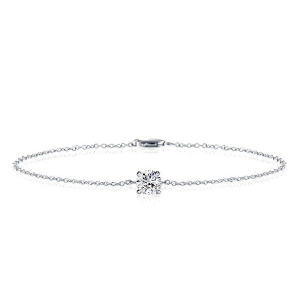 Dainty Sterling Silver Round Cut Cubic Zirconia Single Stone Bracelet