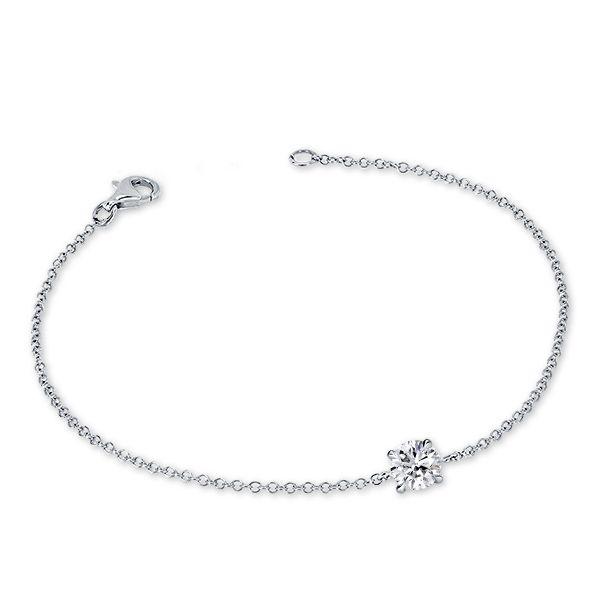 Dainty Sterling Silver Round Cut Cubic Zirconia Single Stone Bracelet