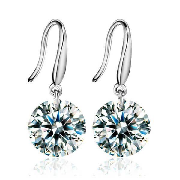 White Sapphire Drop Earrings, 925 Sterling Silver, Classic Design