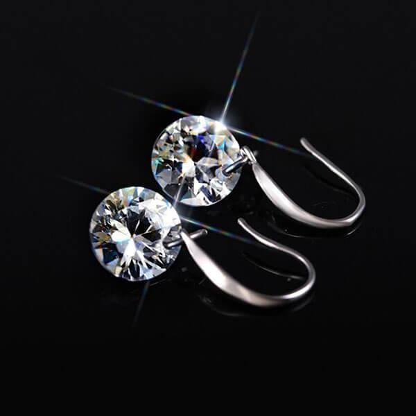 White Sapphire Drop Earrings, 925 Sterling Silver, Classic Design
