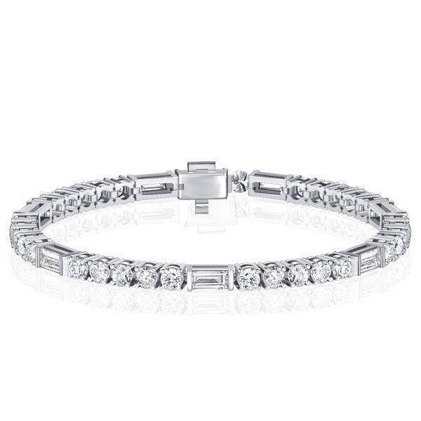Art Deco White Sapphire Tennis Bracelet for Women in Sterling Silver