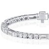 Art Deco White Sapphire Tennis Bracelet for Women in Sterling Silver