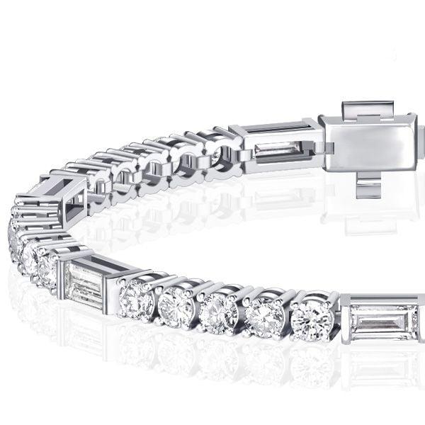 Art Deco White Sapphire Tennis Bracelet for Women in Sterling Silver