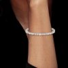 Art Deco White Sapphire Tennis Bracelet for Women in Sterling Silver