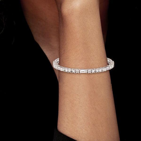 Art Deco White Sapphire Tennis Bracelet for Women in Sterling Silver