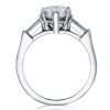 Pear Cut White Sapphire Engagement Ring - Sterling Silver Three Stone