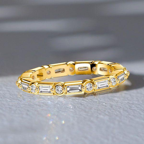 Baguette & Round Cut Eternity Wedding Band in Sterling Silver (1.19 CT. TW.)