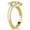 Golden Oval Ruby & Sapphire Halo Promise Ring - 18K Gold Plated Silver