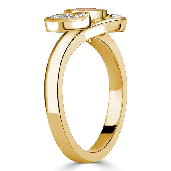Golden Oval Ruby & Sapphire Halo Promise Ring - 18K Gold Plated Silver