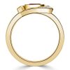 Golden Oval Ruby & Sapphire Halo Promise Ring - 18K Gold Plated Silver