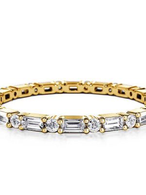 18K Gold Plated Sterling Silver Thin Eternity Wedding Band - Classic Design