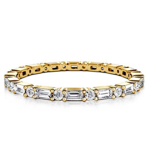 18K Gold Plated Sterling Silver Thin Eternity Wedding Band - Classic Design