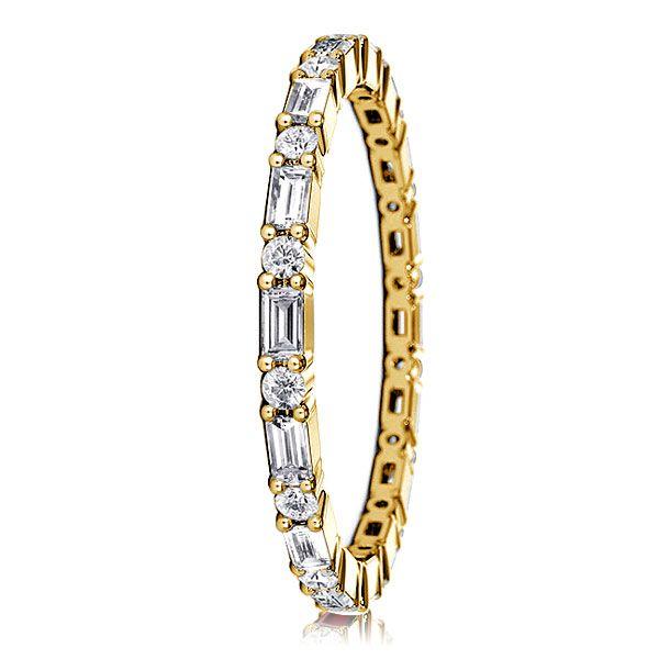 18K Gold Plated Sterling Silver Thin Eternity Wedding Band - Classic Design