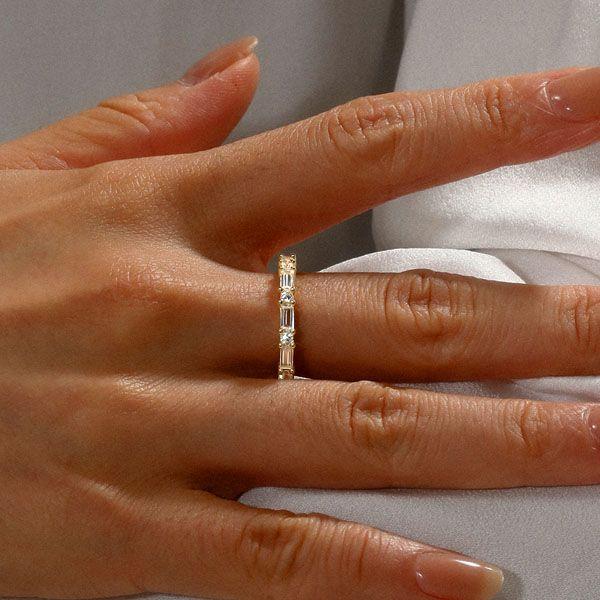 18K Gold Plated Sterling Silver Thin Eternity Wedding Band - Classic Design