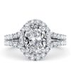 Oval Halo Engagement Ring - Created White Sapphire, 925 Sterling Silver