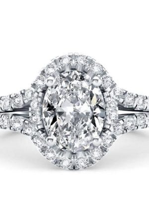 Oval Halo Engagement Ring - Created White Sapphire, 925 Sterling Silver
