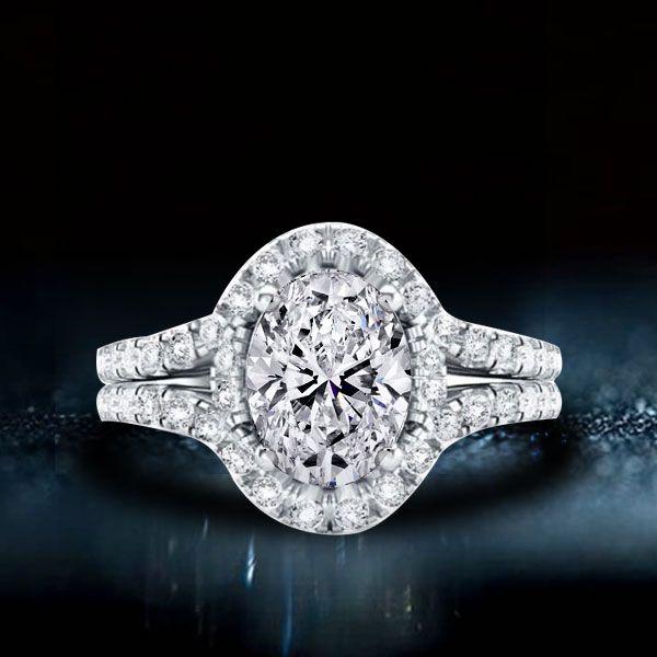 Oval Halo Engagement Ring - Created White Sapphire, 925 Sterling Silver