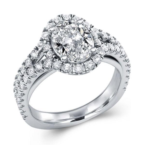 Oval Halo Engagement Ring - Created White Sapphire, 925 Sterling Silver