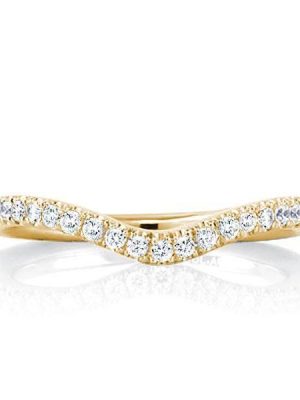 Curved Gold Wedding Band - 18K Gold Plated Sterling Silver Half Eternity Ring