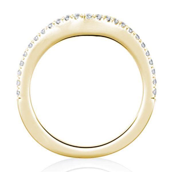 Curved Gold Wedding Band - 18K Gold Plated Sterling Silver Half Eternity Ring