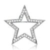 Sterling Silver Star Brooch with White Sapphire Accents for Women