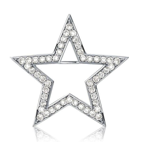 Sterling Silver Star Brooch with White Sapphire Accents for Women