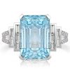 Emerald Cut Aquamarine Engagement Ring in Split Shank 925 Sterling Silver