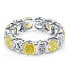 Sterling Silver White & Yellow Topaz Cushion Cut Eternity Wedding Band