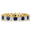 Thin Blue and White Sapphire Wedding Band in 18K Gold Plated Sterling Silver