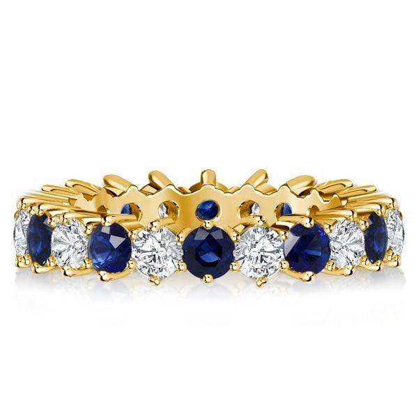 Thin Blue and White Sapphire Wedding Band in 18K Gold Plated Sterling Silver