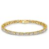 Baguette & Round Cut Sterling Silver Tennis Bracelet - Wedding & Special Occasions