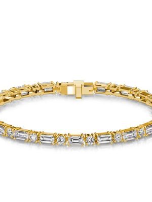 Baguette & Round Cut Sterling Silver Tennis Bracelet - Wedding & Special Occasions