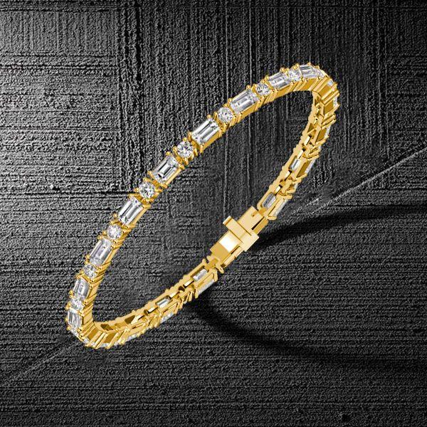 Baguette & Round Cut Sterling Silver Tennis Bracelet - Wedding & Special Occasions