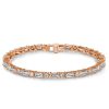 Baguette & Round Cut Sterling Silver Tennis Bracelet - Wedding & Special Occasions