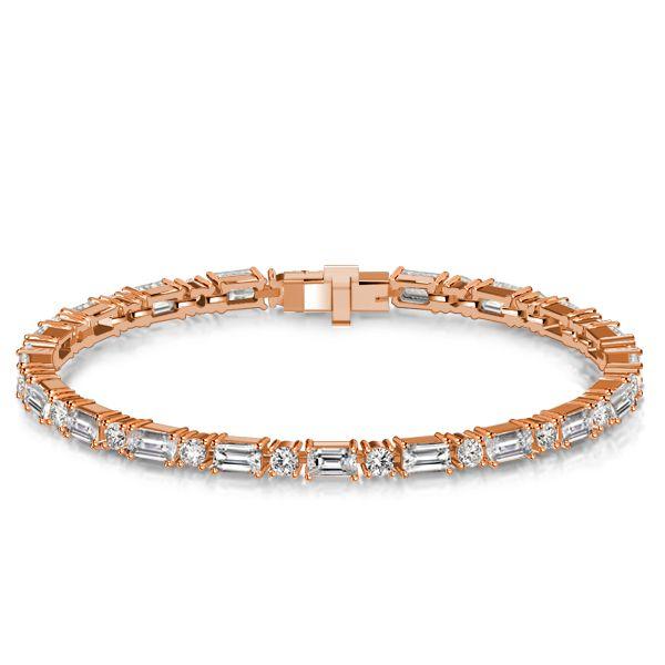 Baguette & Round Cut Sterling Silver Tennis Bracelet - Wedding & Special Occasions
