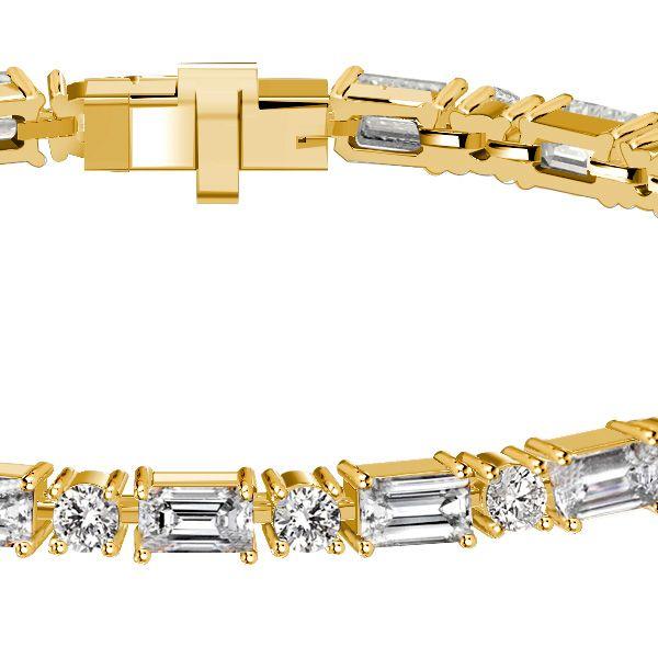 Baguette & Round Cut Sterling Silver Tennis Bracelet - Wedding & Special Occasions