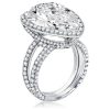 Pear Cut Halo Engagement Ring - Split Shank Sterling Silver