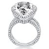 Pear Cut Halo Engagement Ring - Split Shank Sterling Silver