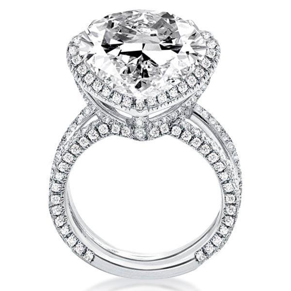 Pear Cut Halo Engagement Ring - Split Shank Sterling Silver