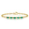 Golden Oval Emerald & Sapphire Chain Bracelet - 18K Gold Plated Sterling Silver